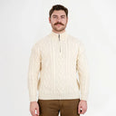 A20230 Fisherman Quarter Zip Sweater Natural White Gaelsong
