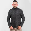 Men's Full Zip Merino Aran Cardigan Charcoal Studio Gaelsong