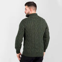 Men's Full Zip Merino Aran Cardigan Green Back View Studio Gaelsong