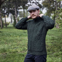 Men's Full Zip Merino Aran Cardigan Green Lifestyle Gaelsong
