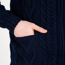 Men's Full Zip Merino Aran Cardigan Navy Color Studio Gaelsong