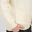Men's Full Zip Merino Aran Cardigan White Color  Studio Gaelsong