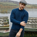 Men's Irish Aran Sweater Blue Gaelsong