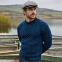 Men's Irish Aran Sweater Blue Lifestyle Gaelsong