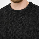 Men's Irish Aran Sweater Charcoal Front Studio Gaelsong