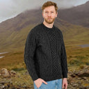 Men's Irish Aran Sweater Charcoal Gaelsong