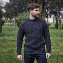 Men's Irish Aran Sweater Grey Lifestyle Gaelsong