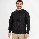 Men's Irish Aran Sweater Grey Studio Gaelsong