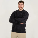 Men's Irish Aran Sweater Grey Front View Gaelsong