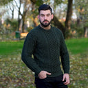 Mens Irish Aran Sweater Army Green 2 Gaelsong
