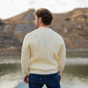 A20232 White Colour Men's Irish Aran Sweater Gaelsong
