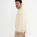 Men's Irish Aran Sweater White Color Studio Gaelsong