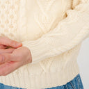 Men's Irish Aran Sweater White Front Gaelsong