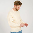 Men's Irish Aran Sweater White Side Gaelsong