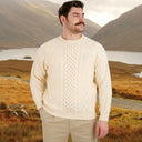 Men's Irish Aran Sweater White Gaelsong