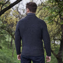 A20228 CHARCOAL Colour Celtic Cable Men's Sweater Back Side View Gaelsong
