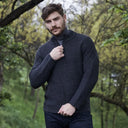 Men's Full Zip Irish Wool Cardigan Charcoal Gaelsong