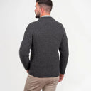 Men's Full Zip Irish Wool Cardigan Charcoal Back View Gaelsong