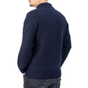 Men's Full Zip Irish Wool Cardigan Navy Back View Gaelsong