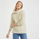 A20243 NATURAL WHITE Colour Traditional Irish Roll Neck Sweater Lifestyle Gaelsong