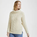 A20243 NATURAL WHITE Colour Traditional Irish Roll Neck Sweater Gaelsong