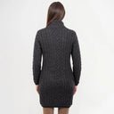 Long Cable Knit Side Zip Irish Coatigan Charcoal Studio Back View Gaelsong