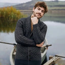 Men's Shawl-Collar Button Irish Cardigan Charcoal Gaelsong