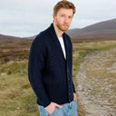 Men's Shawl-Collar Button Irish Cardigan Navy Gaelsong
