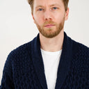Men's Shawl-Collar Button Irish Cardigan Navy Studio Gaelsong
