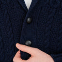 Men's Shawl-Collar Button Irish Cardigan Navy Front Gaelsong
