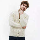 Men's Shawl-Collar Button Irish Cardigan White Gaelsong
