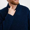 Men's Shawl Collar Irish Sweater Blue Front Studio Gaelsong