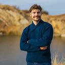 A20248 OCEAN BLUE Colour Men's Shawl Collar Fisherman Sweater Gaelsong
