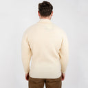 Men's Shawl Collar Irish Sweater White Back View Gaelsong