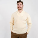 Men's Shawl Collar Irish Sweater White Studio Gaelsong