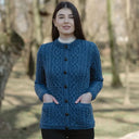 Traditional Ladies Irish Lumber Cardigan Blue Gaelsong