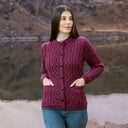 Traditional Ladies Irish Lumber Cardigan Wine Gaelsong