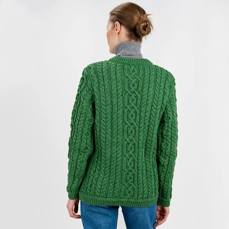 Traditional Ladies Irish Lumber Cardigan | 100% Merino Wool