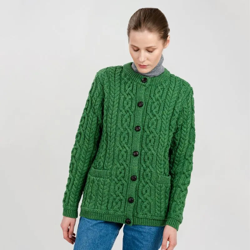 Traditional Ladies Irish Lumber Cardigan | 100% Merino Wool Traditional Ladies Irish Lumber Cardigan | 100% Merino Wool