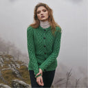 Traditional Ladies Irish Lumber Cardigan Green Lifestyle Gaelsong