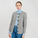 Traditional Ladies Irish Lumber Cardigan Grey Studio Gaelsong