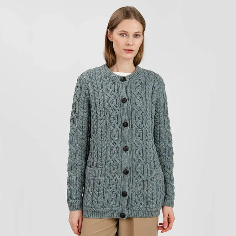 Traditional Ladies Irish Lumber Cardigan | 100% Merino Wool