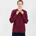 Traditional Ladies Irish Lumber Cardigan Wine Gaelsong