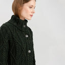 Cable Merino Aran Jacket Army Green  Gaelsong