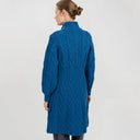 Cable Merino Aran Jacket Army Blue Back View Studio Gaelsong