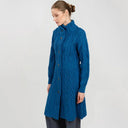 Cable Merino Aran Jacket Blue Side View Studio Gaelsong