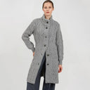 Cable Merino Aran Jacket Army Grey Front View Studio Gaelsong