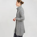 Cable Merino Aran Jacket Army Grey Side View Studio Gaelsong