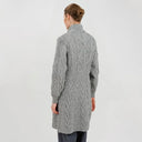 Cable Merino Aran Jacket Army Grey Back View Studio Gaelsong