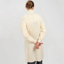 Cable Merino Aran Jacket White Back View Studio Gaelsong